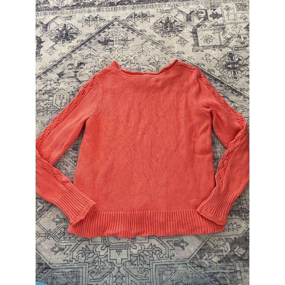 Womens Pink Cable Knit Pullover Sweater Gap X-Large 100% Cotton Crochet Top - Picture 6 of 6